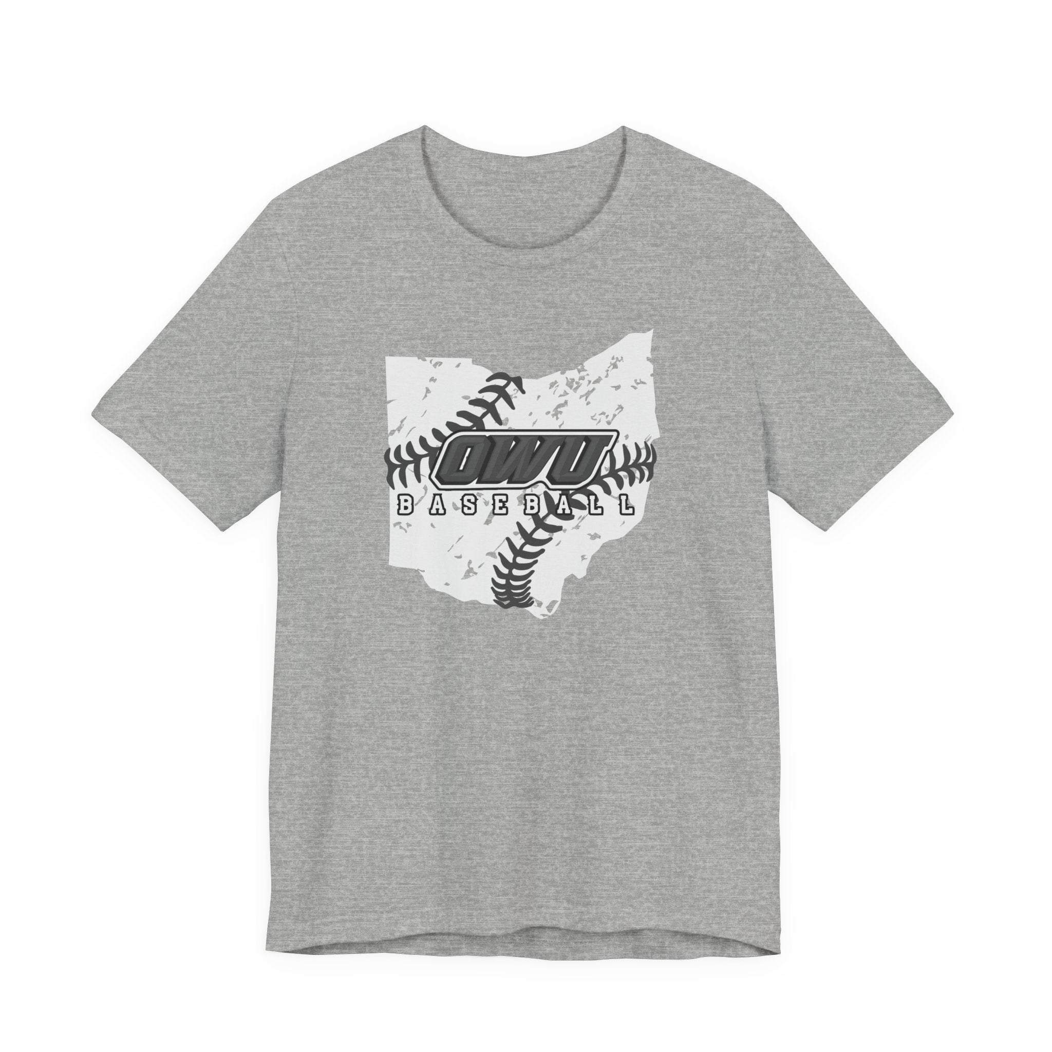 Adult Unisex OWU Baseball Stitches Distressed Ohio Graphic Short Sleeve Soft Tee