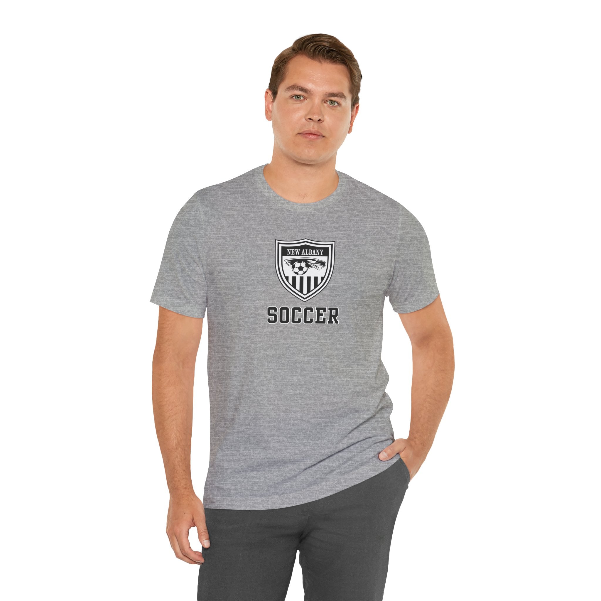 Adult Unisex New Albany Youth Soccer League Crest Graphic Short Sleeve Bella + Canvas Soft Tee