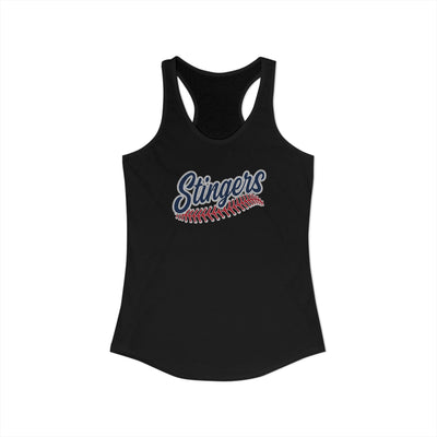 Women's Stingers Softball Stitches Graphic Next Level Racerback Tank