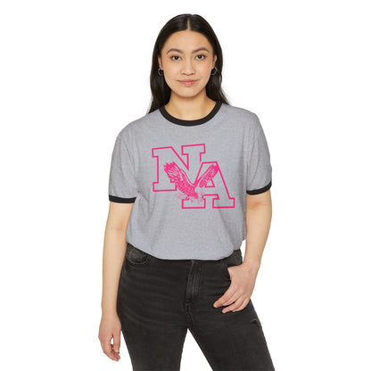 Adult Unisex Neon Pink Power Logo Graphic Ringer Tee - PINK OCTOBER