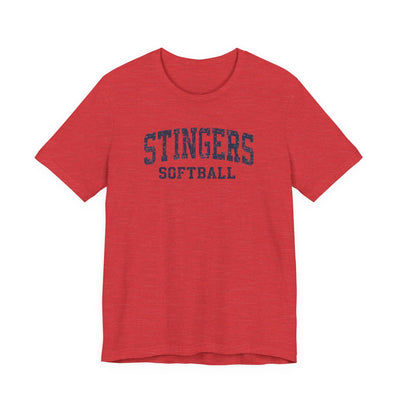 Adult Unisex Stingers Softball Vintage Distressed Graphic Short Sleeve Bella + Canvas Soft Tee
