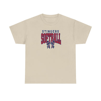 Adult Unisex Stingers Softball Stitched Bow Graphic Short Sleeve Gildan Heavy Tee