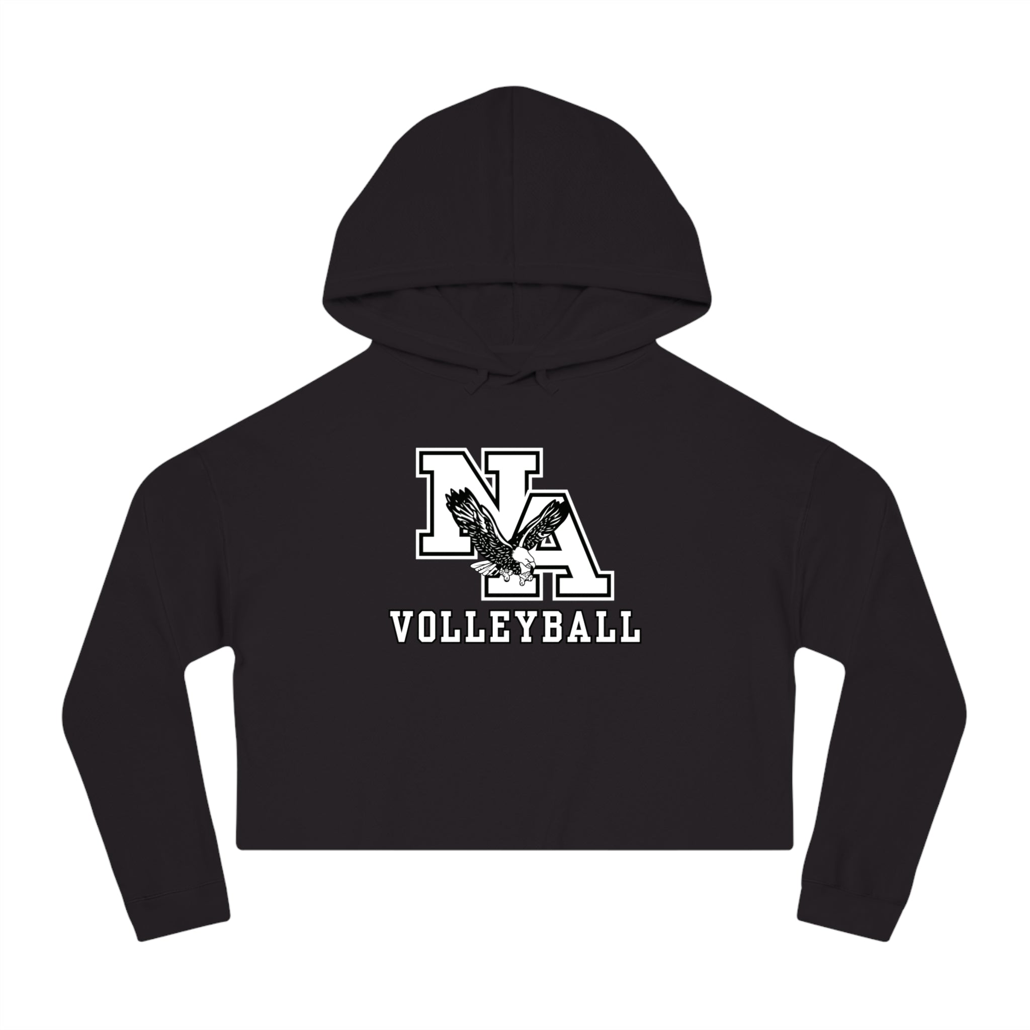 Women's New Albany Volleyball Classic White and Black Logo Graphic Crop Hoodie