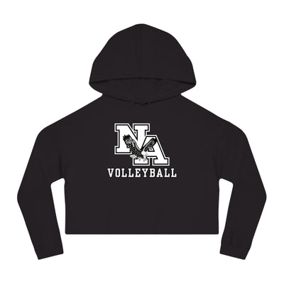 Women's New Albany Volleyball Classic White and Black Logo Graphic Crop Hoodie