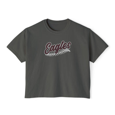 Women's New Albany Script Stitch Eagles Graphic Boxy Crop Short Sleeve Tee