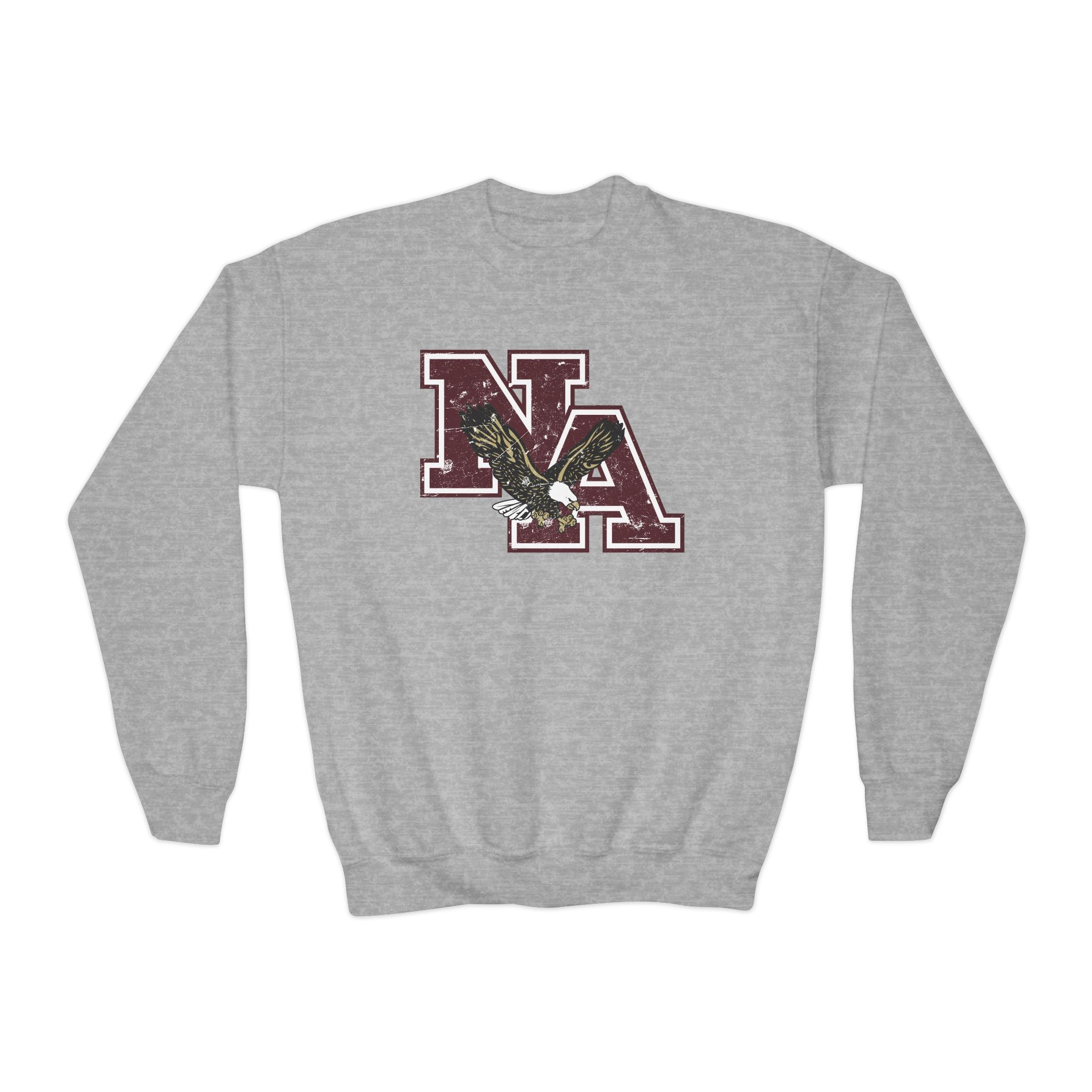 Youth Maroon Vintage Distressed Logo Graphic Sweatshirt