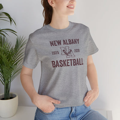 Adult Unisex Vintage Distressed New Albany Basketball Graphic Short Sleeve Soft Tee