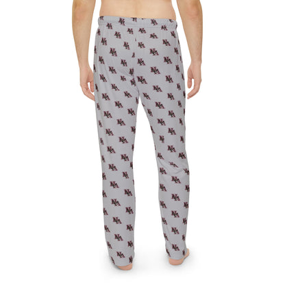 Men's Pajama Pant in Grey with Allover Classic Maroon Logo Print