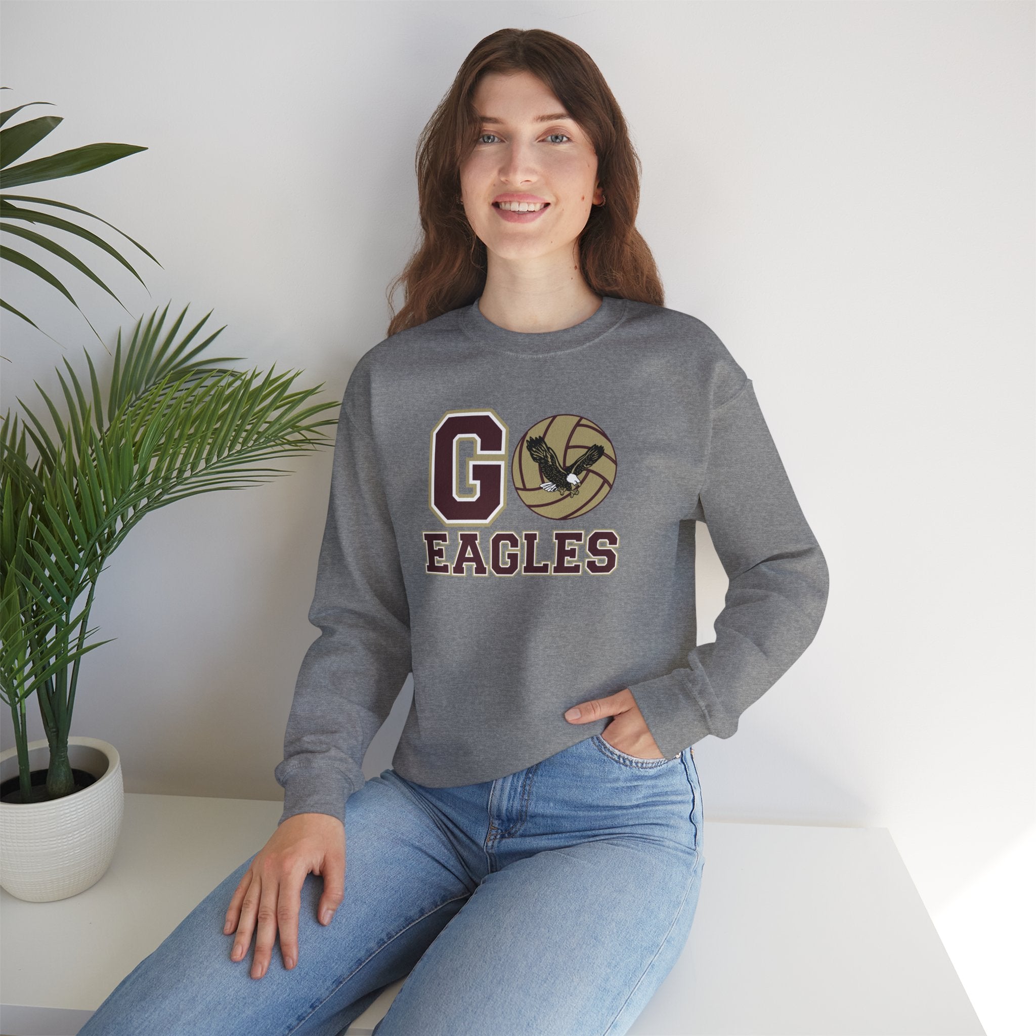 Adult Unisex Go Eagles Volleyball Graphic Sweatshirt - New Albany Eagles