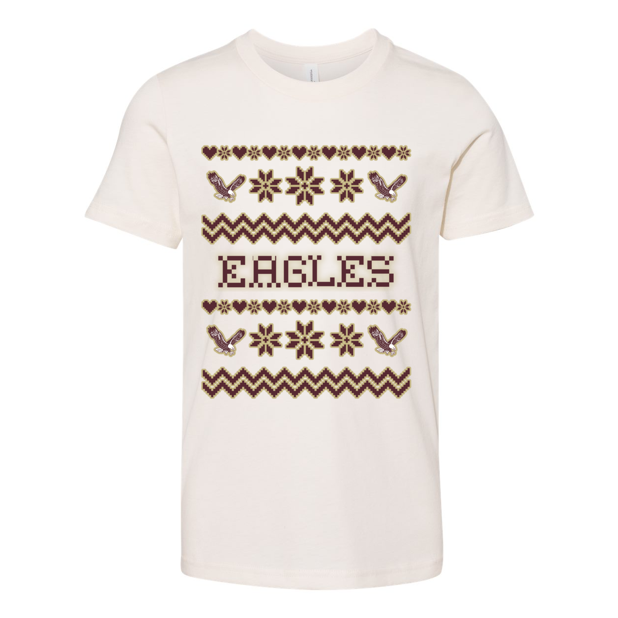 Youth Eagles Ugly Holiday Sweater Graphic Short Sleeve Soft Tee