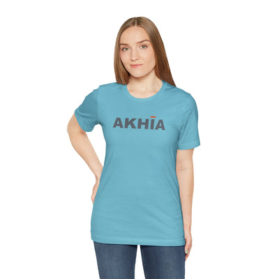 Adult Unisex Grey Logo Graphic Short Sleeve Soft Tee - Akhia