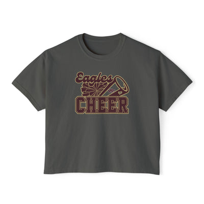 Women's Cheer Megaphone Boxy Crop Short Sleeve Graphic Tee - New Albany Eagles