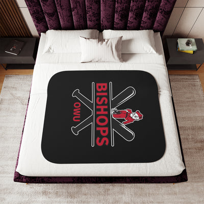 Bishops Baseball Crossbat Graphic So-Soft Sherpa Blanket
