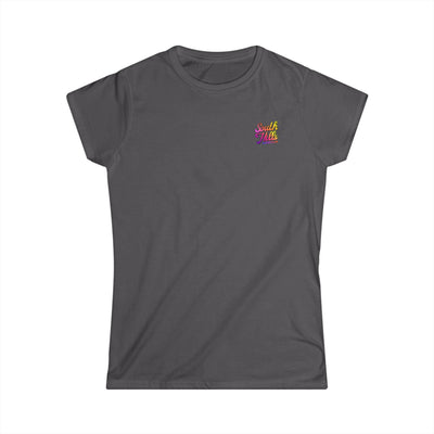 Women's South Hills Swim Club Sunset Script Graphic Short Sleeve Gildan Softstyle Tee