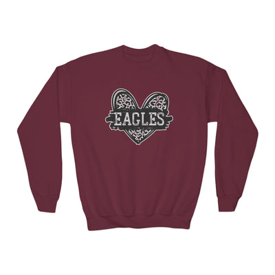 Youth Eagles Animal Print Heart Graphic Sweatshirt