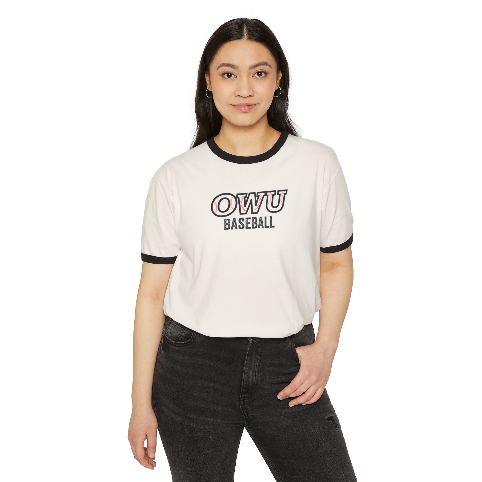 Adult Unisex OWU Baseball Stitches Graphic Short Sleeve Ringer Tee