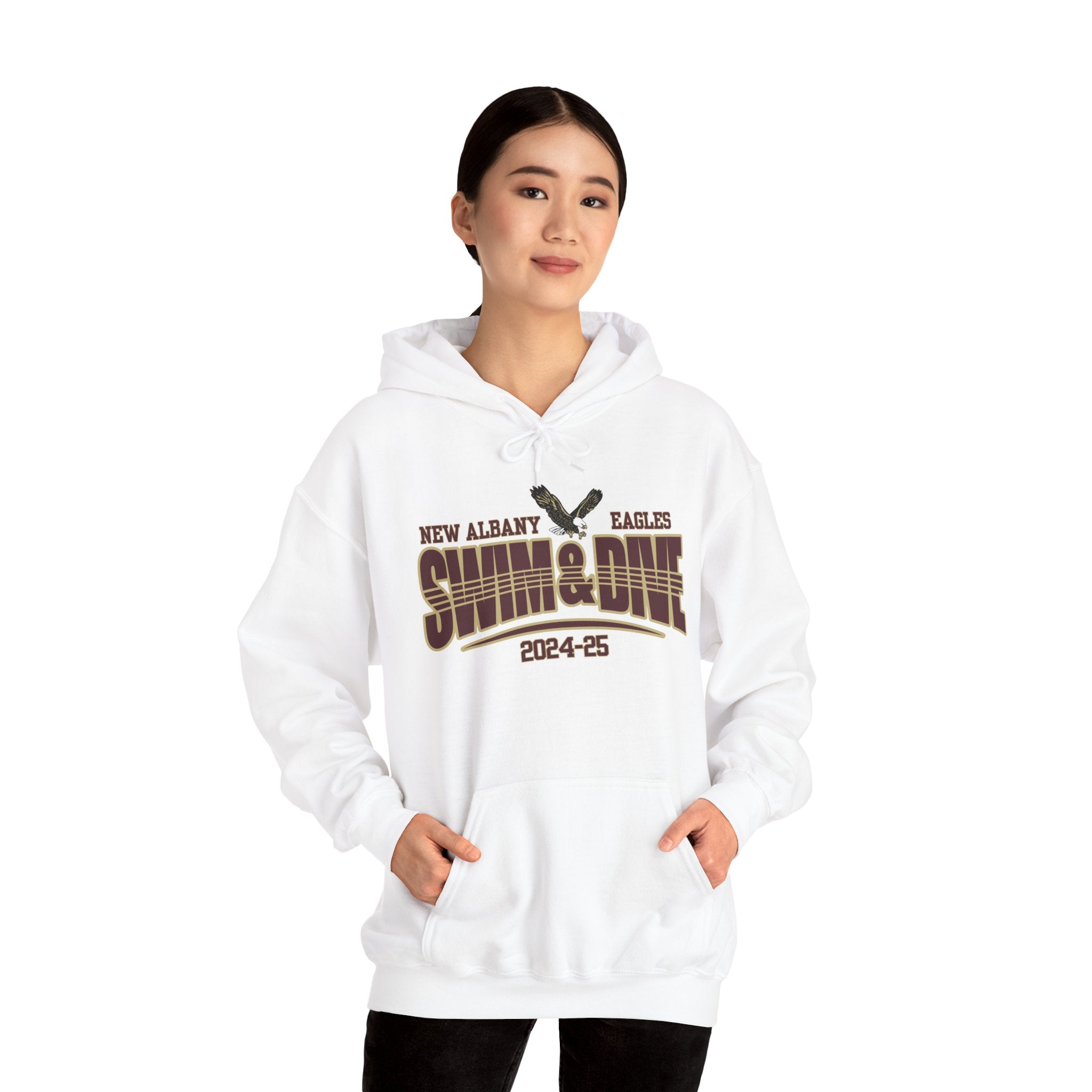 Adult Unisex Swim & Dive Dual Tone Eagles Effect Graphic Hoodie