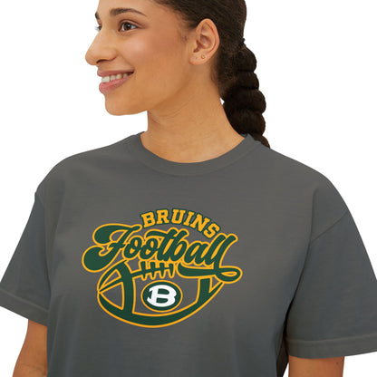 Women's Bruin Script Football Graphic Boxy Crop Short Sleeve Tee