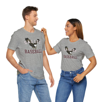 Adult Unisex Flying Baseball Eagle Graphic Short Sleeve Soft Tee