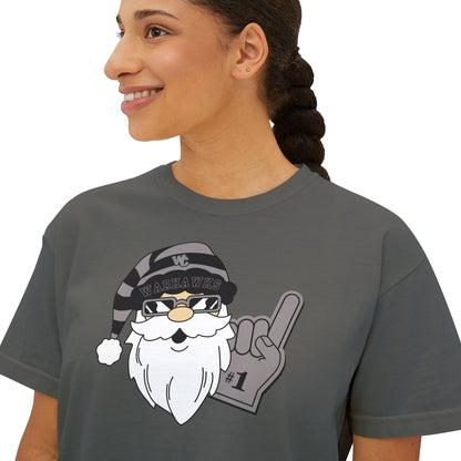 Women's Westerville Central Spirited Santa Graphic Boxy Crop Short Sleeve Tee