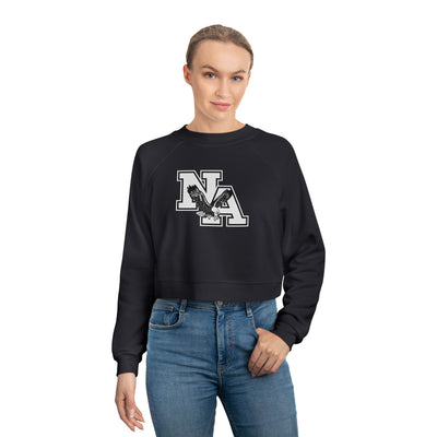 Women's White/Black Classic NA Logo Cropped Fleece Sweatshirt
