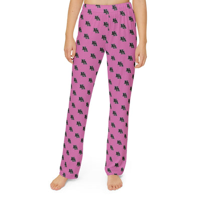 Youth Pajama Pant in Pink with Allover Classic Black Logo Print - PINK OCTOBER