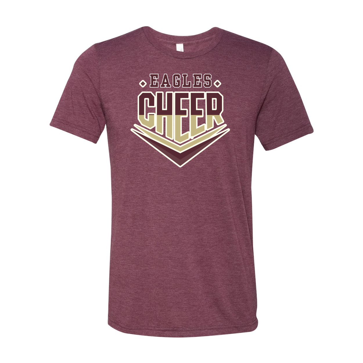 Adult Unisex Super Soft Eagles Maroon & Gold Cheer Short Sleeve Graphic Tee - New Albany Eagles