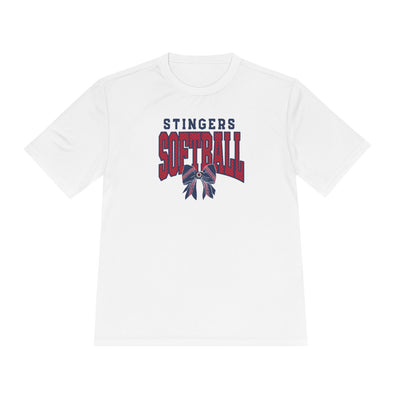 Adult Unisex Stingers Softball Stitched Bow Graphic Sport-Tek Competitor Performance Tee