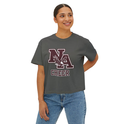 Women's Classic Logo Cheer Boxy Crop Short Sleeve Graphic Tee - New Albany Eagles