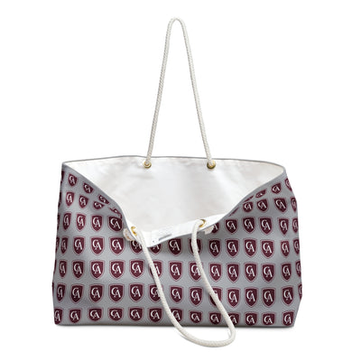Columbus Academy Allover Logo Print Large Grey Tote