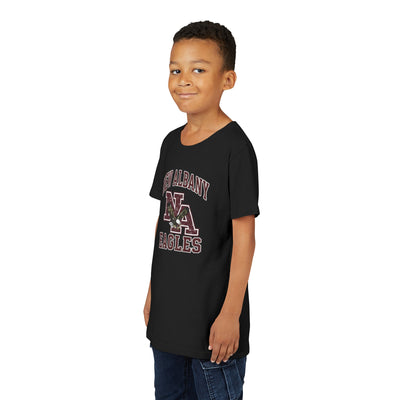 Youth New Albany Vintage Vibes Football Logo Graphic Short Sleeve Bella + Canvas Soft Tee