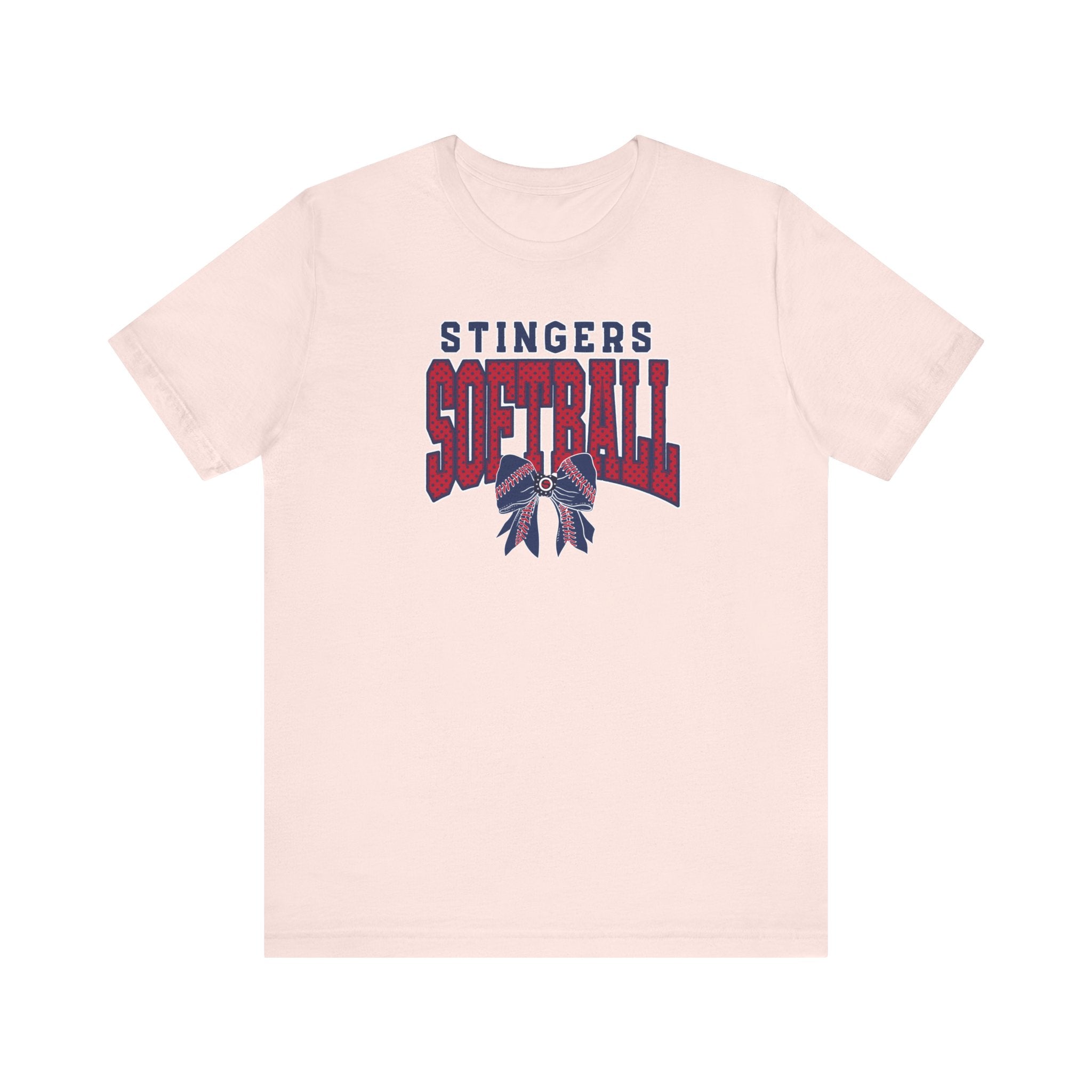 Adult Unisex Stingers Softball Stitched Bow Graphic Short Sleeve Bella + Canvas Soft Tee