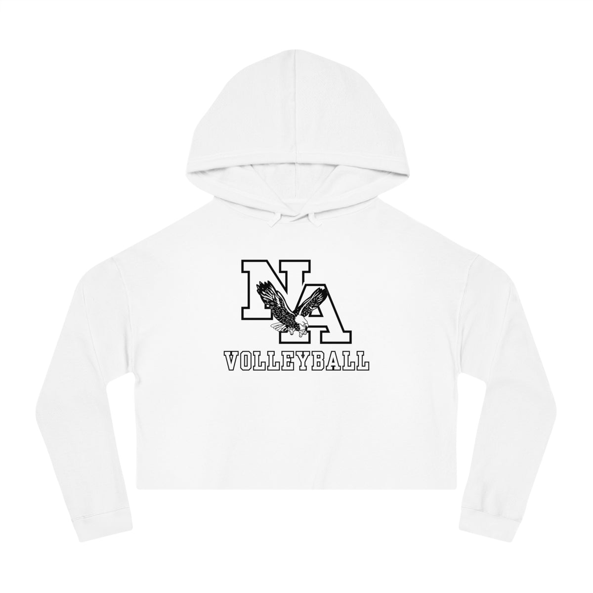 Women's New Albany Volleyball Classic White and Black Logo Graphic Crop Hoodie