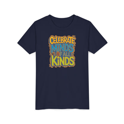 Youth Celebrate Minds Bubble Font Graphic Short Sleeve Soft Tee - Bridgeway Academy