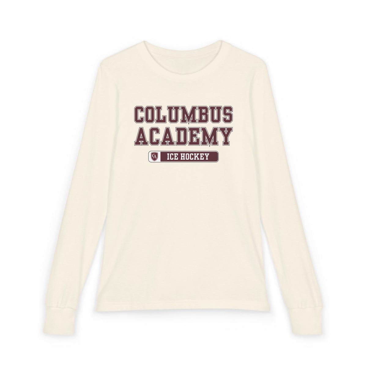 Youth Columbus Academy Ice Hockey Graphic Bella + Canvas Long Sleeve Soft Tee