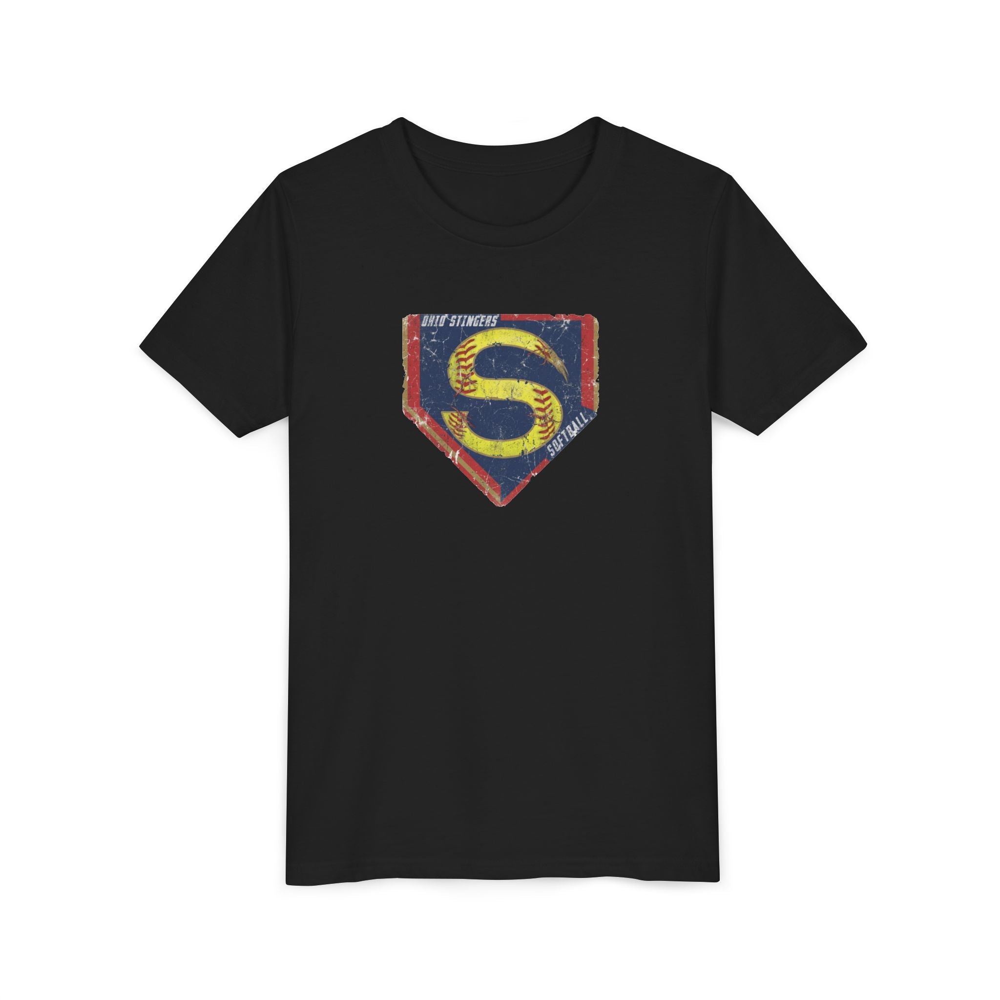 Youth Stingers Softball Distressed Logo Graphic Short Sleeve Bella + Canvas Soft Tee