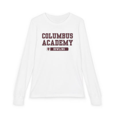 Youth Columbus Academy Bowling Graphic Bella + Canvas Long Sleeve Soft Tee