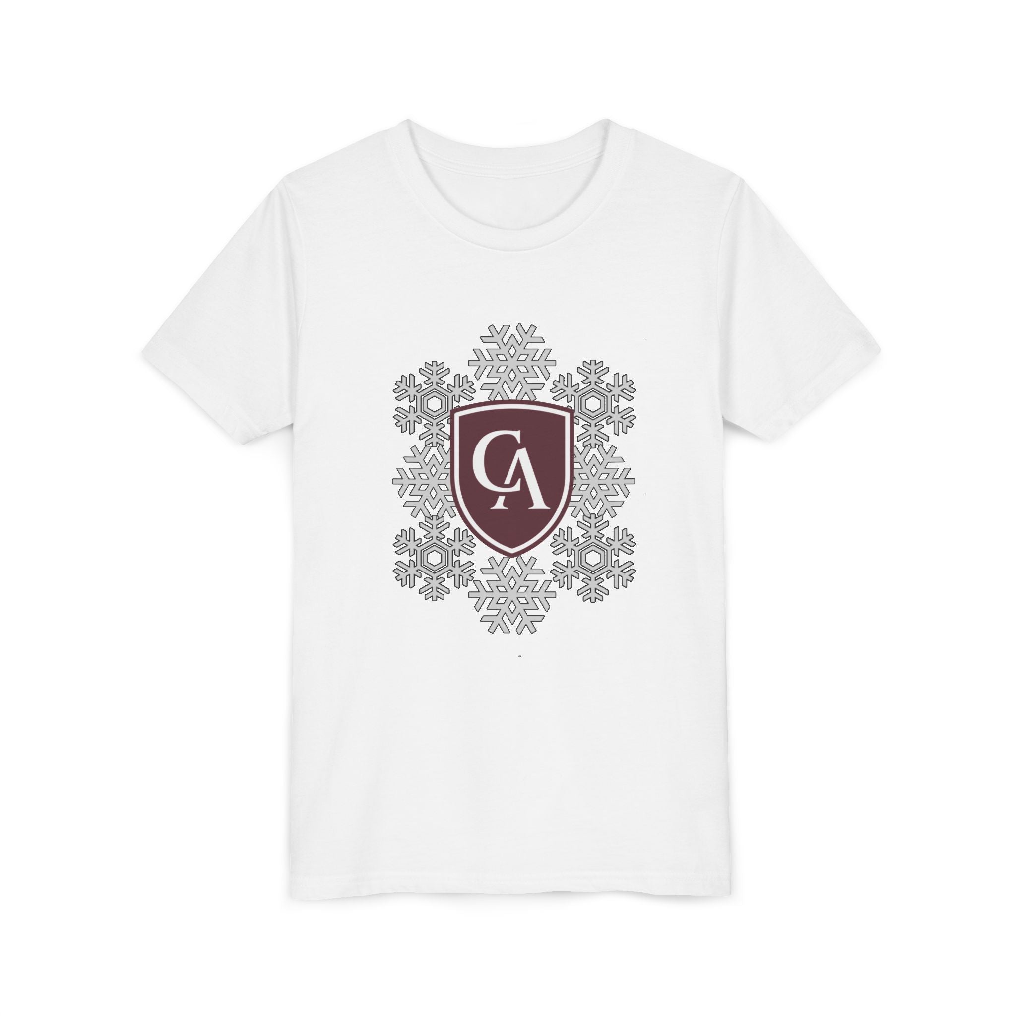 Youth Columbus Academy Spirited Snowflake Graphic Short Sleeve Soft Tee