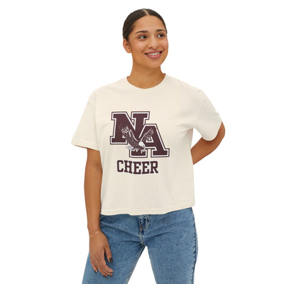 Women's Classic Logo Cheer Boxy Crop Short Sleeve Graphic Tee - New Albany Eagles