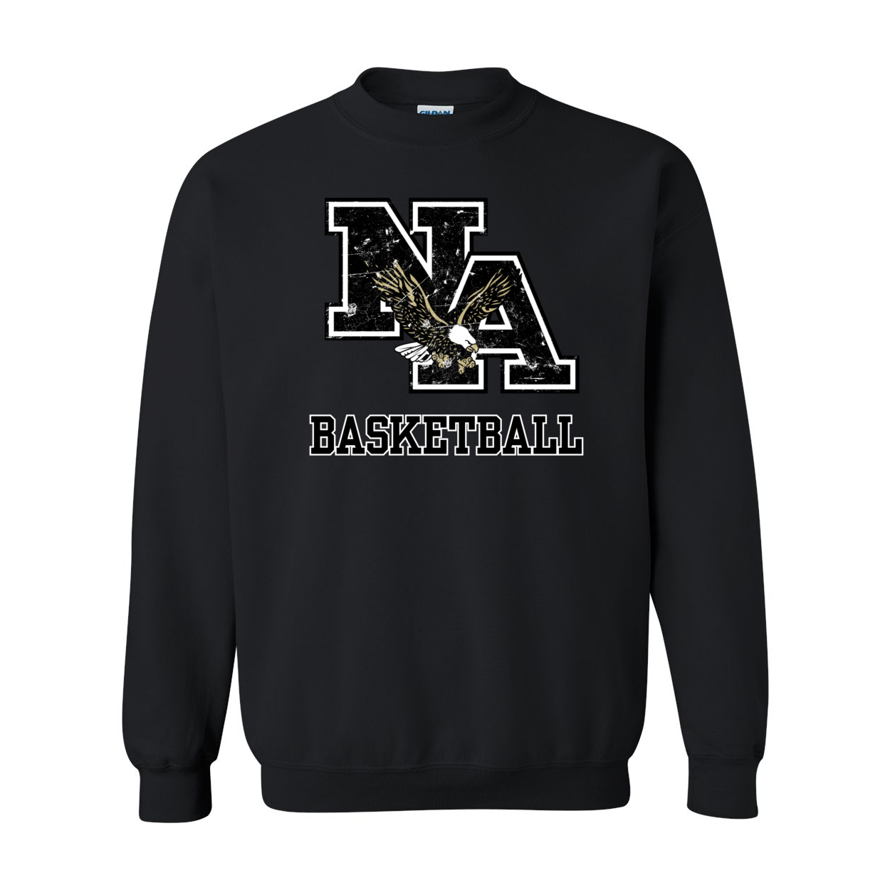 Adult Unisex Vintage Distressed Black Logo Basketball Graphic Sweatshirt