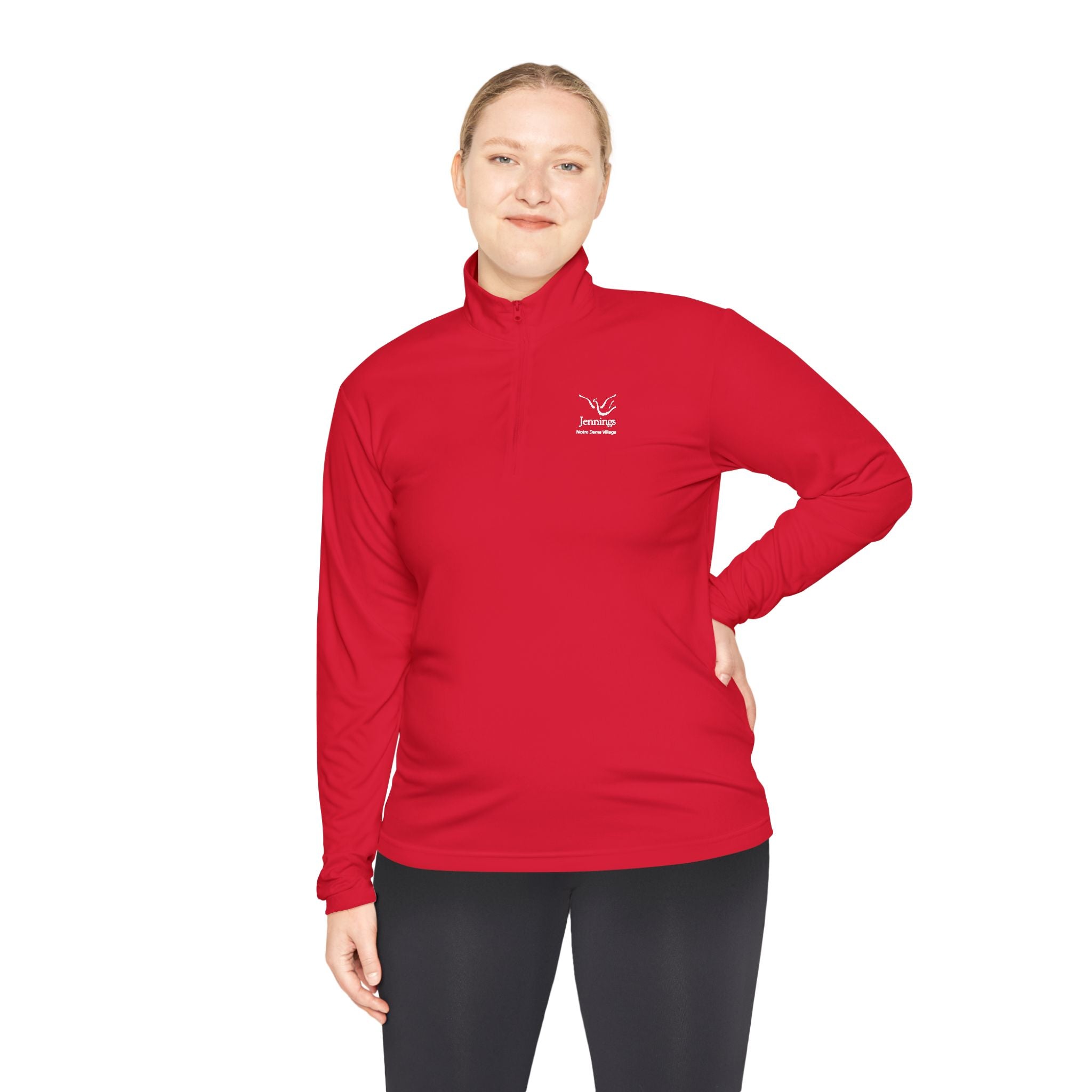 Adult Unisex Sport-Tek Competitor Performance Quarter-Zip Pullover - White Jennings Notre Dame Village Logo