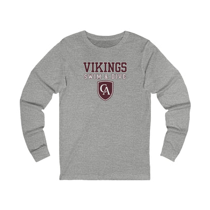 Adult Unisex Columbus Academy Vikings Swim & Dive Graphic Bella + Canvas Long Sleeve Soft Tee