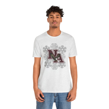 Adult Unisex New Albany Classic Logo Spirited Snowflake Graphic Short Sleeve Soft Tee
