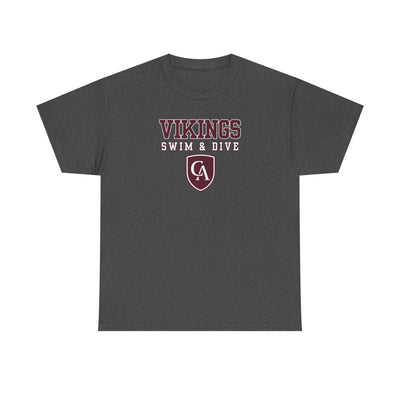 Adult Unisex Columbus Academy Vikings Swim & Dive Graphic Short Sleeve Gildan Heavy Tee