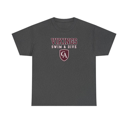 Adult Unisex Columbus Academy Vikings Swim & Dive Graphic Short Sleeve Gildan Heavy Tee