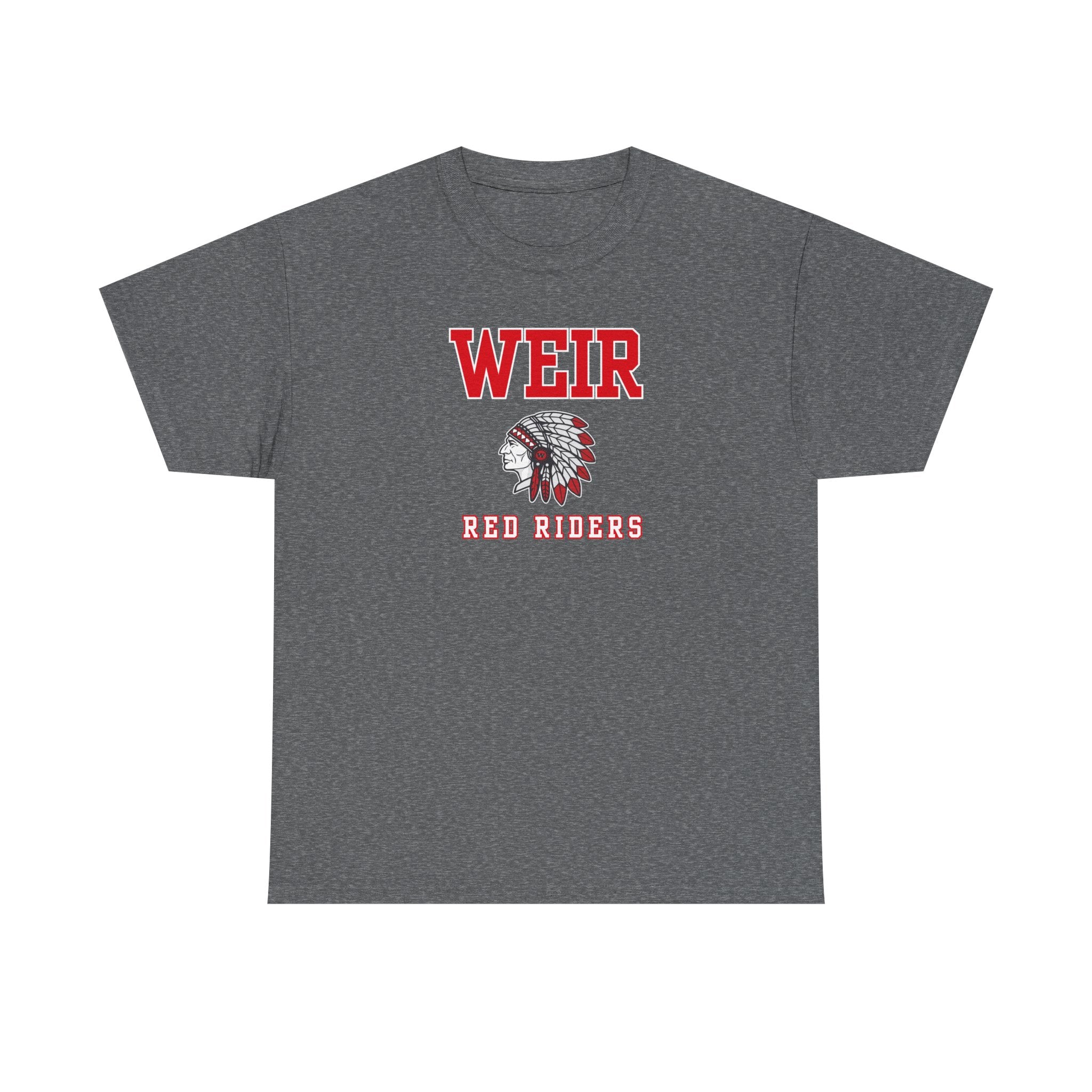 Adult Unisex Weir Red Riders Classic Mascot Graphic Short Sleeve Gildan Heavy Tee