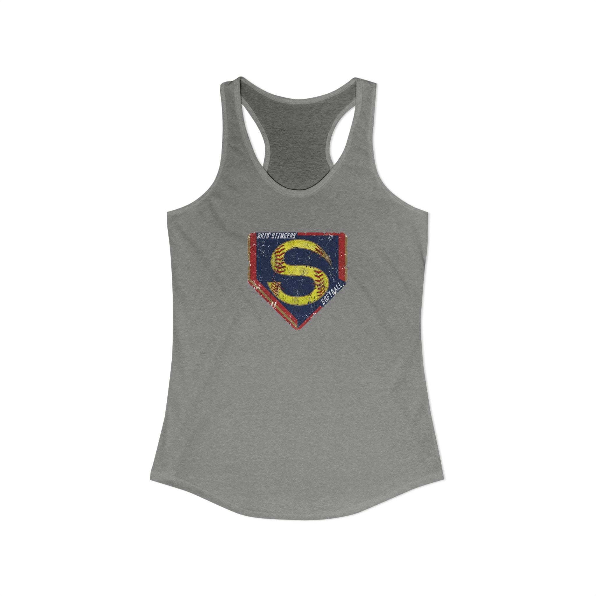 Women's Stingers Softball Distressed Logo Graphic Next Level Racerback Tank