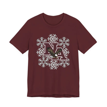 Adult Unisex New Albany Classic Logo Spirited Snowflake Graphic Short Sleeve Soft Tee
