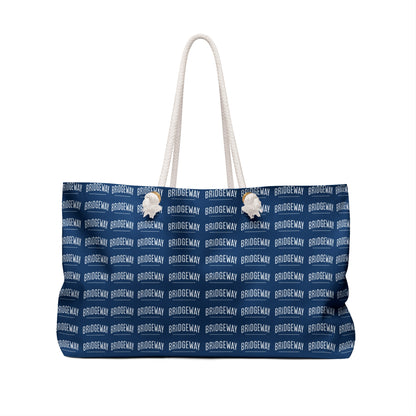 Bridgeway Allover Classic Logo Large Navy and White Tote