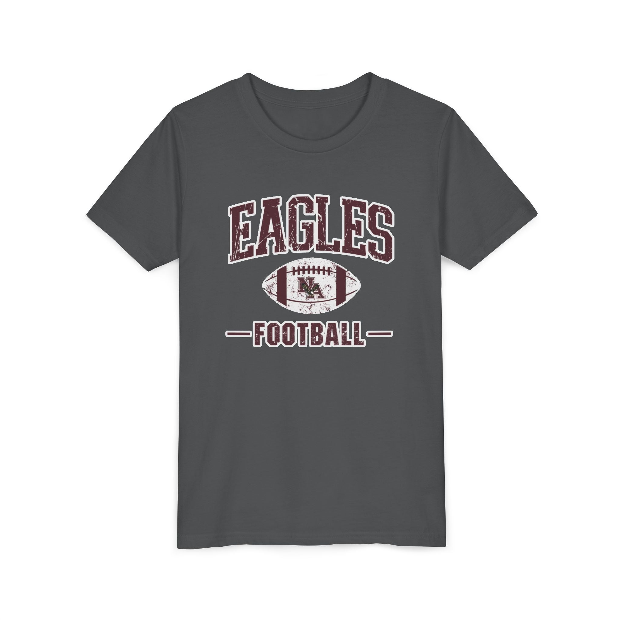 Youth Eagles Football Vintage Distressed Graphic Short Sleeve Soft Tee